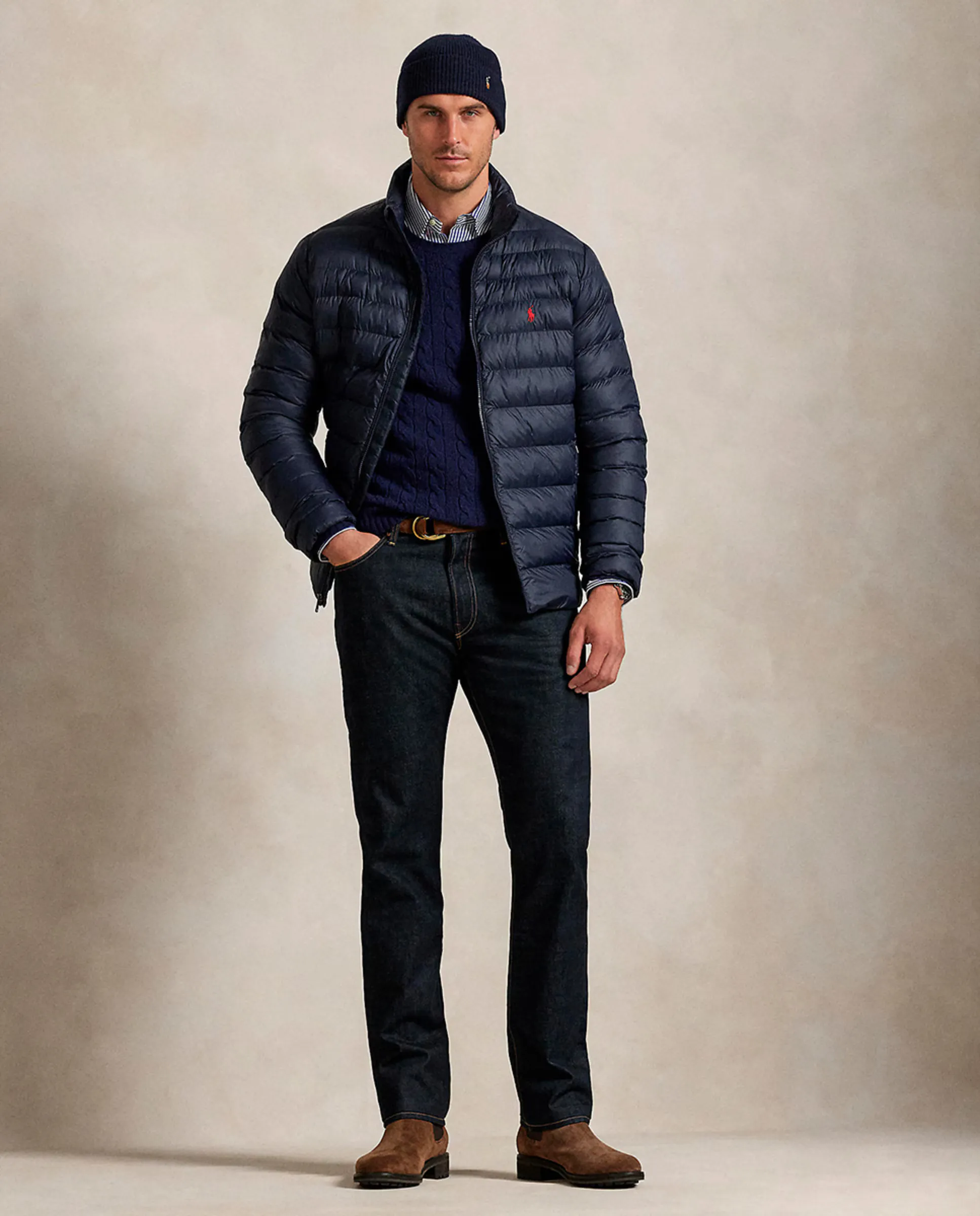 

Джинсы мужские Hampton Relaxed Straight Fit больших размеров Polo Ralph Lauren, темно-синий