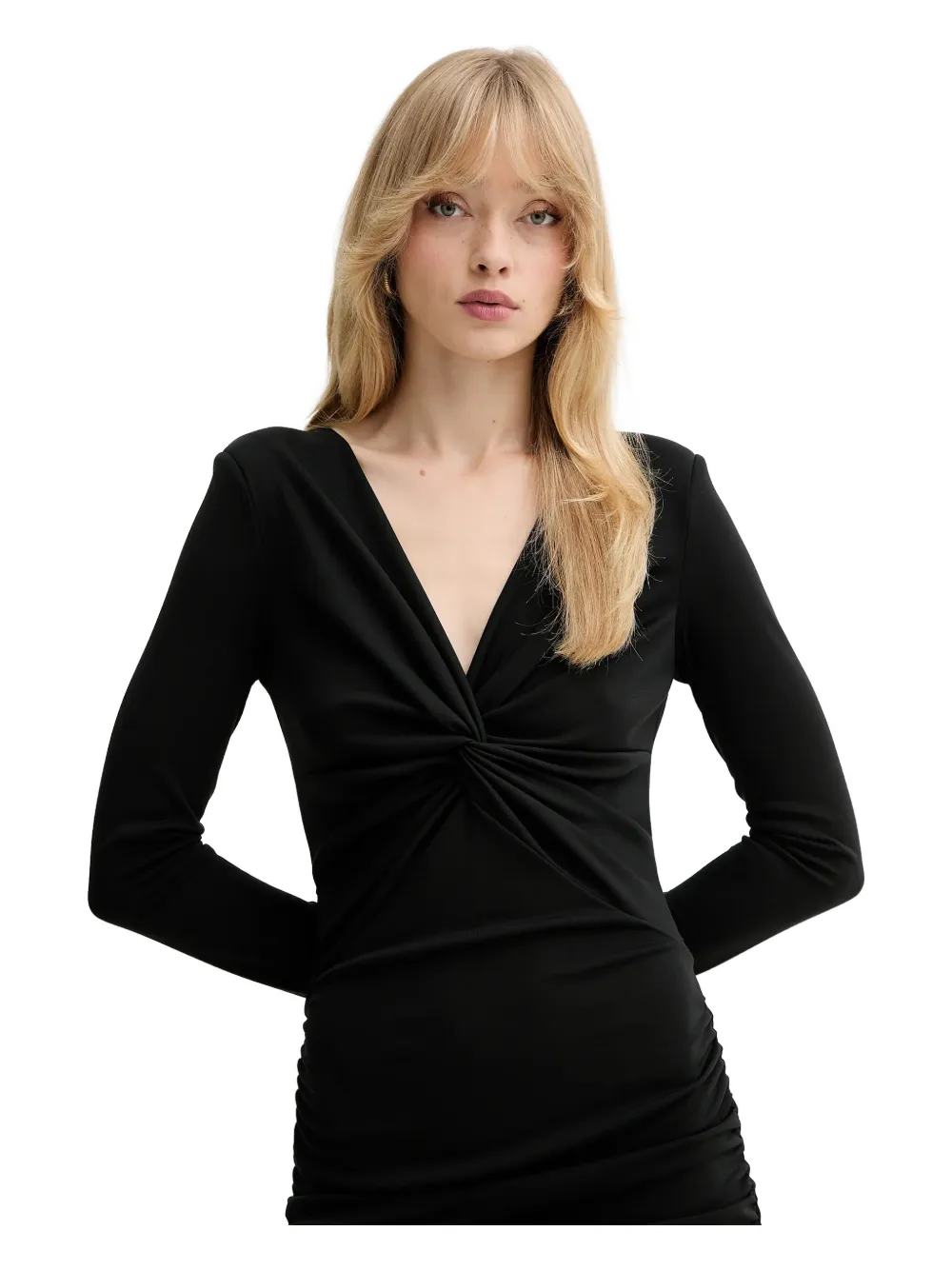 

Платье с драпировкой и перекрученными деталями Fracomina, черный