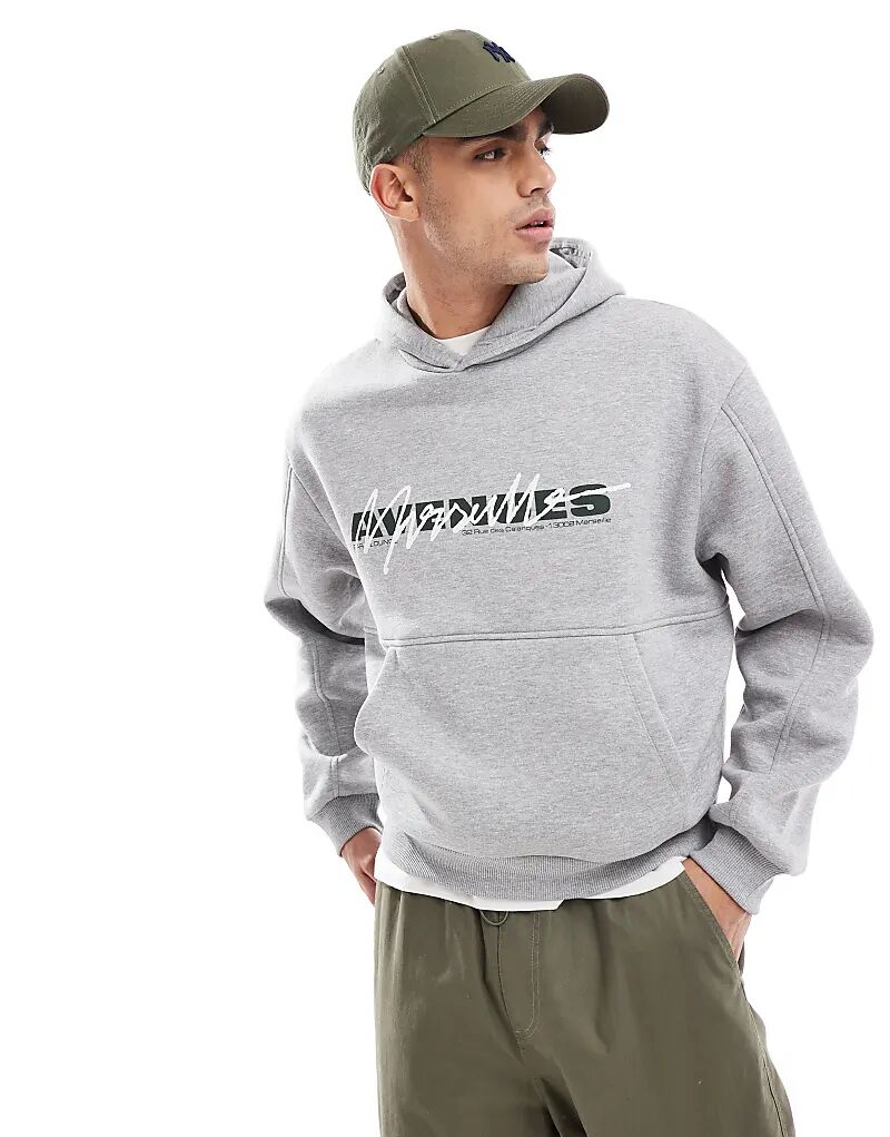

Толстовка оверсайз с принтом серого меланжа ASOS DESIGN