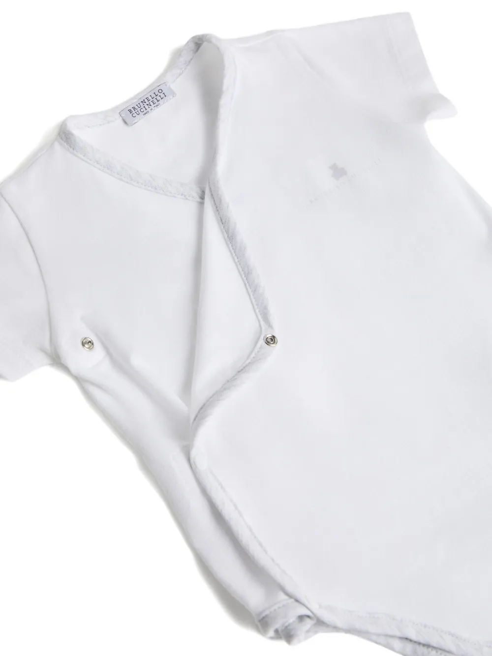 Боди из эластичного хлопка Brunello Cucinelli Kids, белый — фото 3