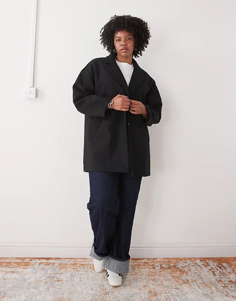 

Куртка Noisy May Curve с большим воротником черного цвета