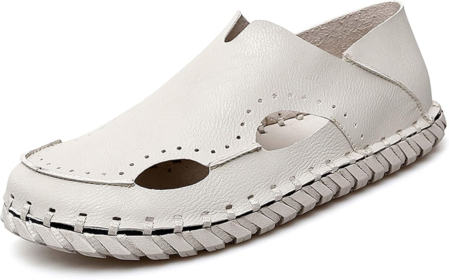 

Мужские сандалии Vtiao с ручной строчкой, модные римские сандалии, дышащие кожаные сандалии, сандалии-рыбаки для ежедневных прогулок, прогулок по пляжу, вождения и других случаев, бежевый