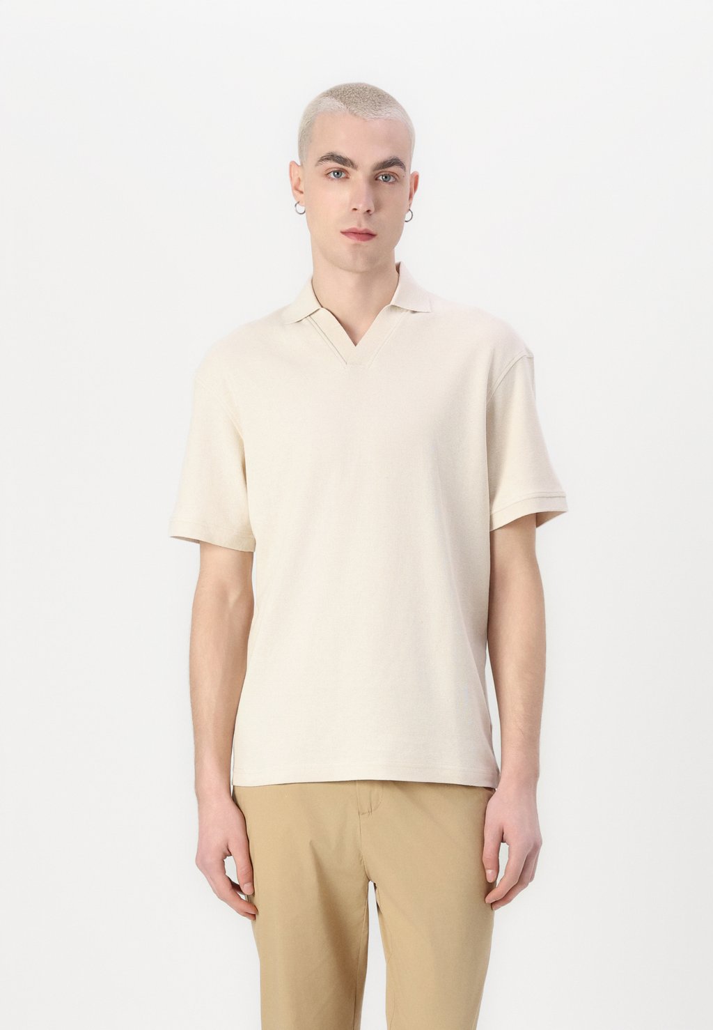 

Поло SLHRELAXLAKE UNDYED SPLIT NECK Selected Homme, песочный