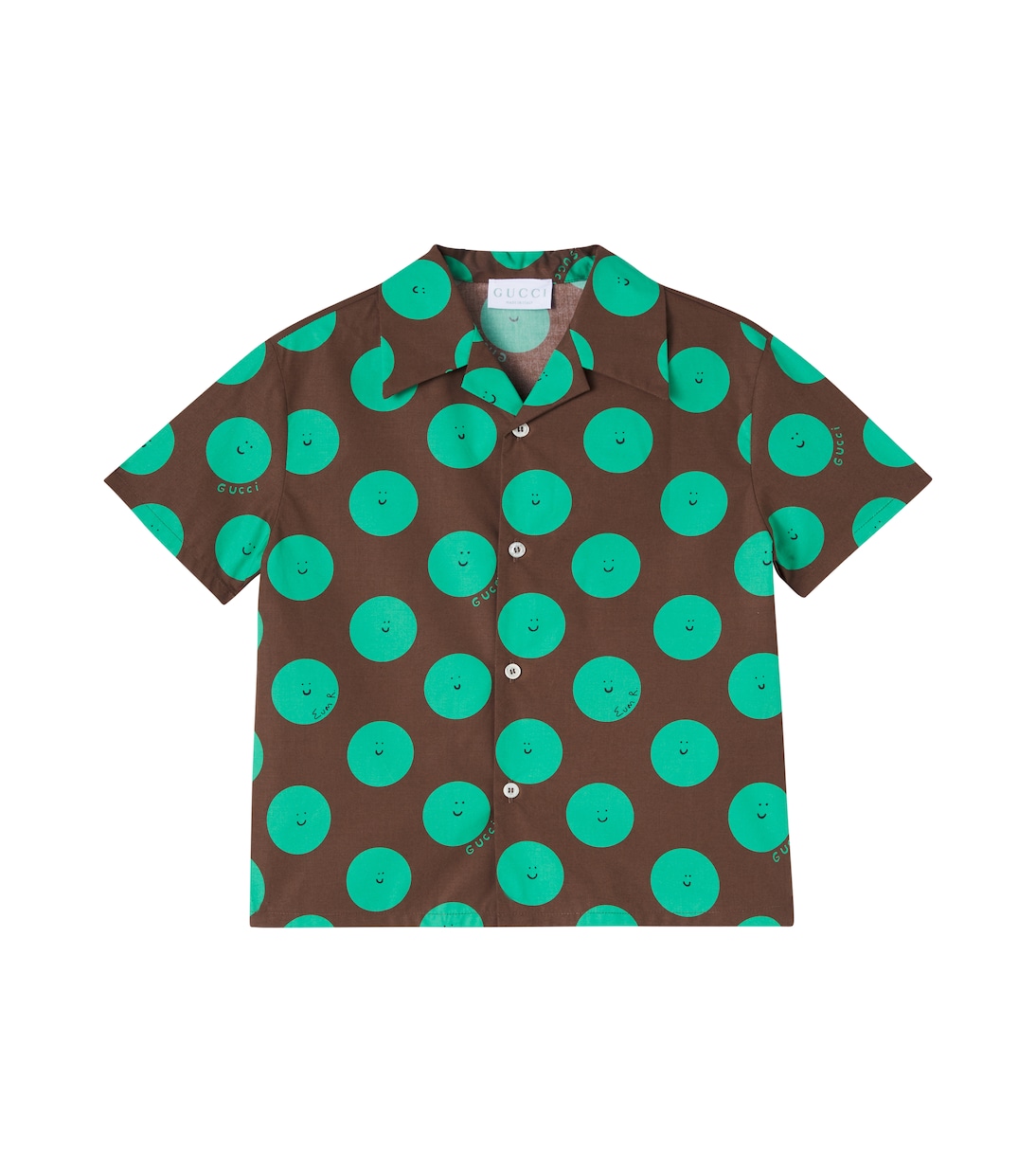 

Рубашка из хлопка с принтом Euan Roberts Gucci Kids, Coffee/Green