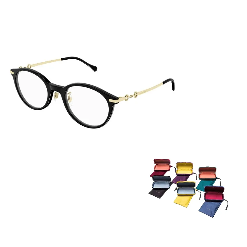 Очки с овальной оправой GUCCI, 001 (Black Frame with Transparent Lens)