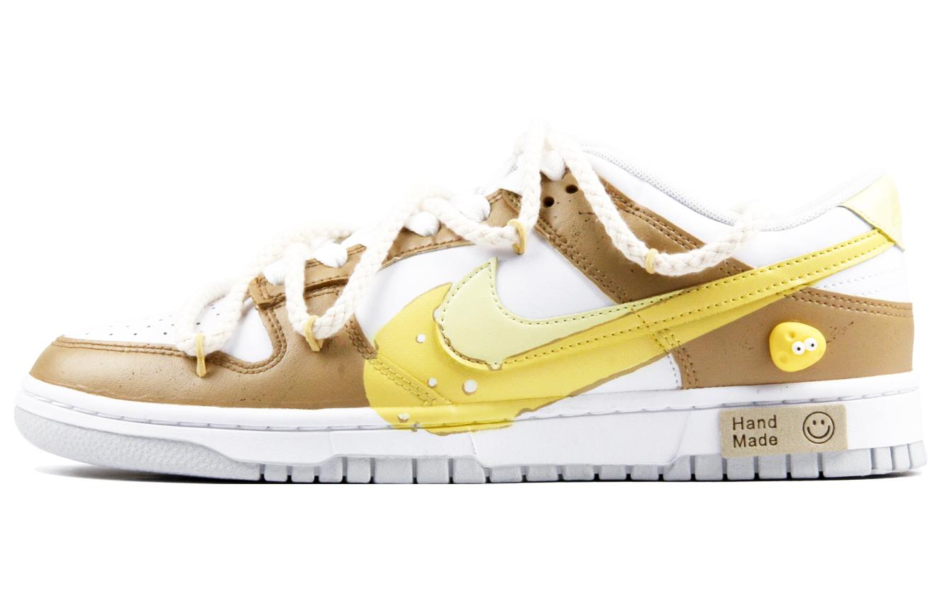 

Кроссовки Nike Dunk Skateboarding Shoes Men Low-top White/yellow/brown, цвет Raw cheese latte