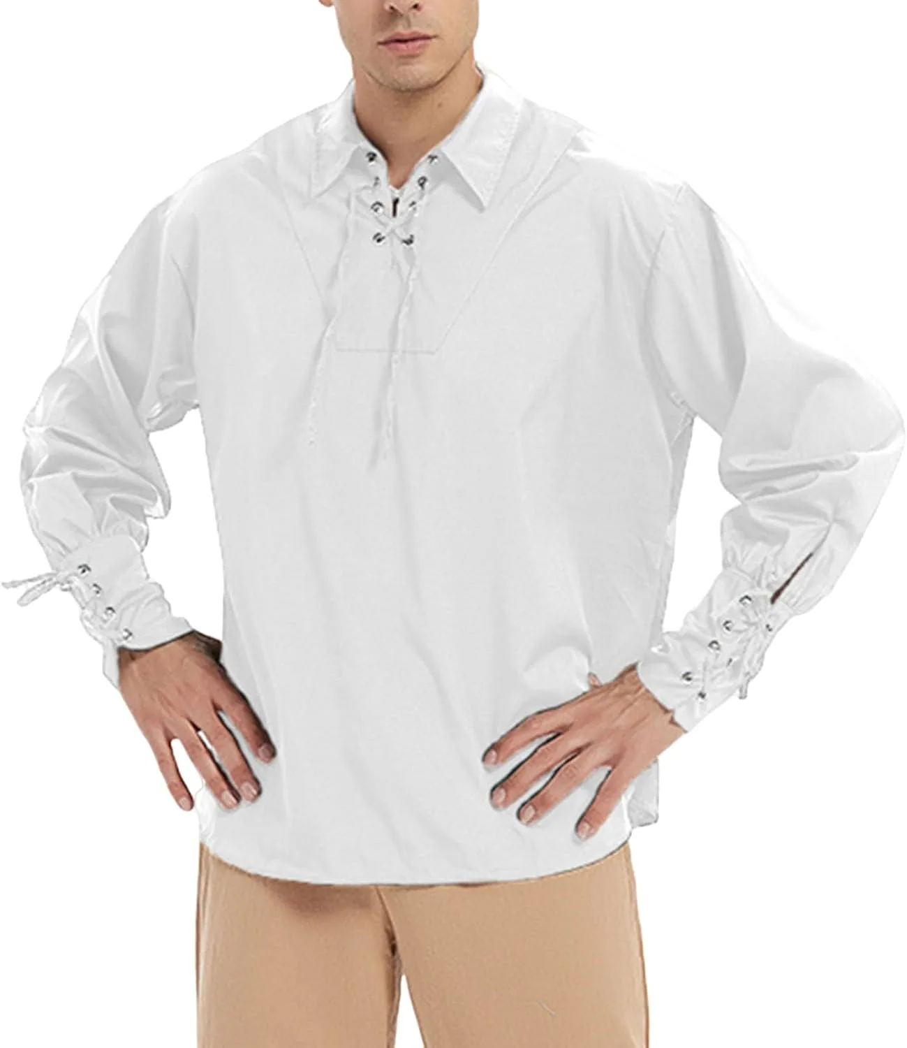 

Мужская футболка в стиле ретро с длинными рукавами и шнуровкой Weinexra