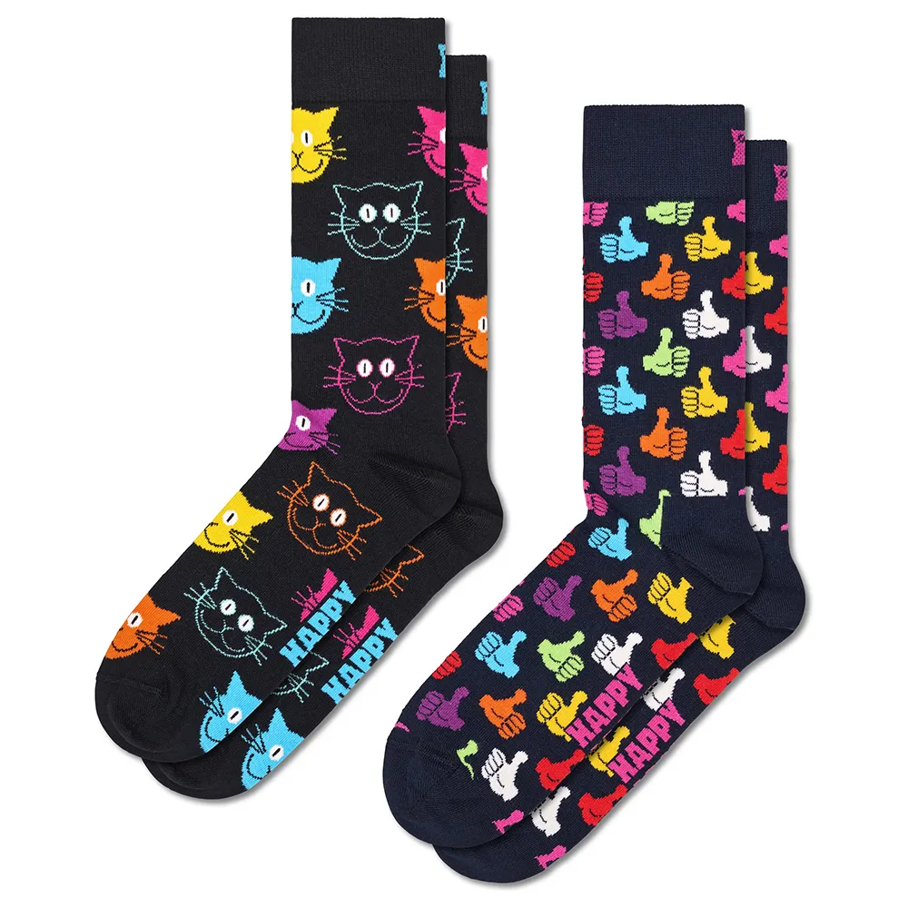 

Носки 2 шт Happy Socks Classic cat crew, черный