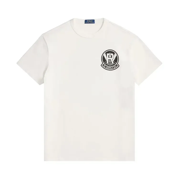 Футболка Polo Ralph Lauren с коротким рукавом, из трикотажа, с графическим принтом, белого цвета