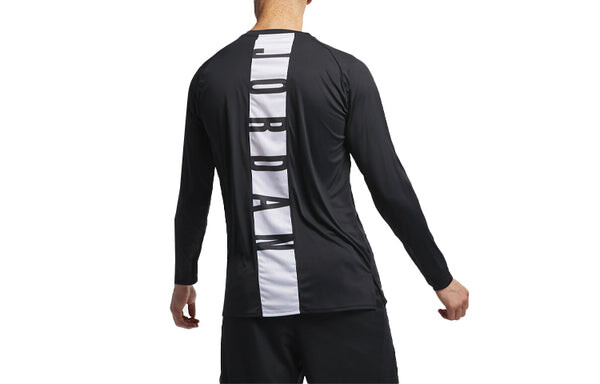 Спортивная футболка Air Jordan Round Neck Knit Athleisure Casual Sports Logo Long Sleeves Gym Clothes Black, черный — фото 2
