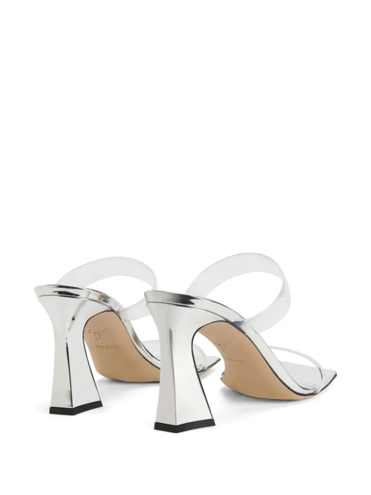 Giuseppe Zanotti мюли Flamina PLexi 80 с эффектом металлик, серебряный — фото 3