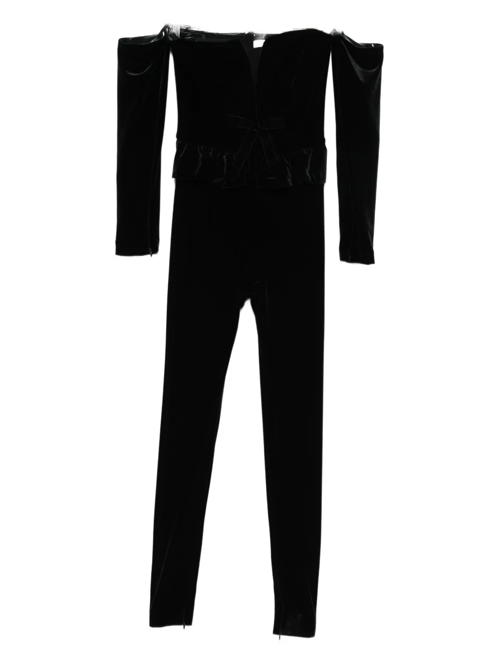 

Вельветовый комбинезон с V-образным вырезом Alessandra Rich, черный