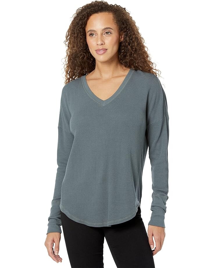 

Футболка Mod-o-doc Slub Jersey Long Sleeve V-Neck Tunic, цвет Remote Gray