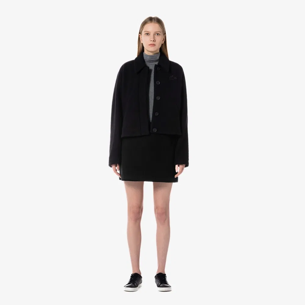 Юбка мини Lacoste шерстяная, черная