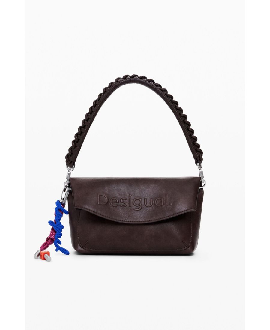 

Женская сумка среднего размера из искусственной замши с 3D-логотипом Desigual, Dark brown