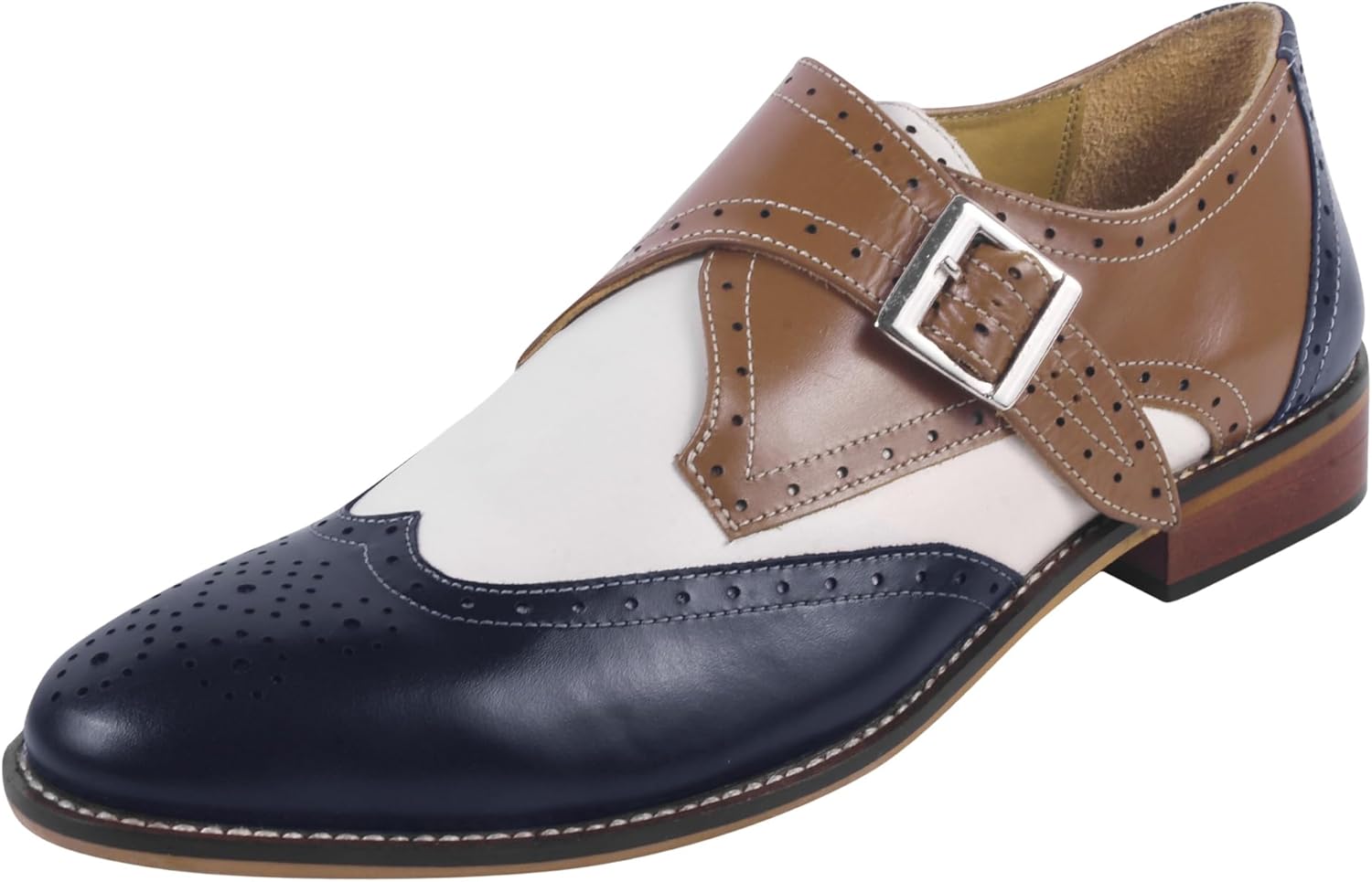 

Мужские туфли LIBERTYZENO с животным принтом из натуральной кожи с застежкой-монк и шнуровкой для взрослых, на Рождество, синий/кремовый/темно-синий