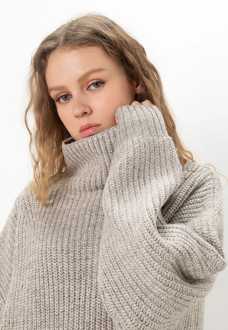 Джемпер-платье, фактурная вязка, Chunky Rib Knit Superdry, светло-серый — фото 3