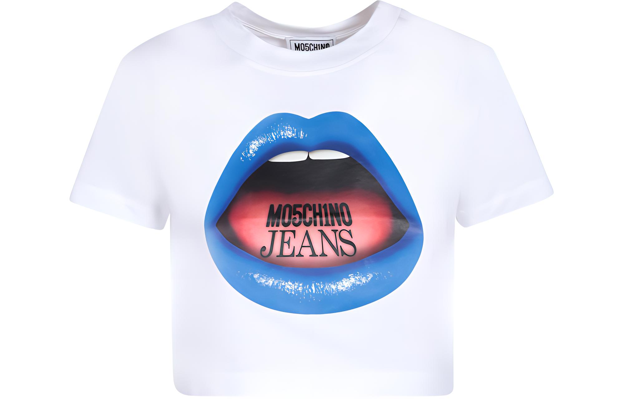 

Футболка с рукавом дроп-шилдер женская белая MOSCHINO