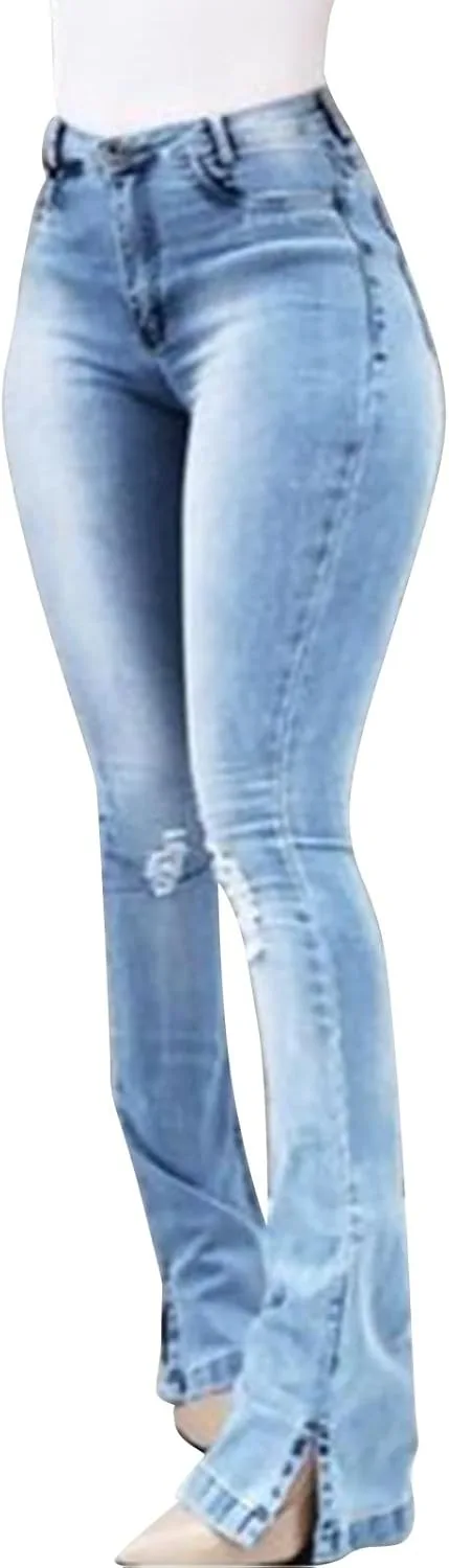 

Скинни джинсы с потертостями и клеш для женщин JOFOW