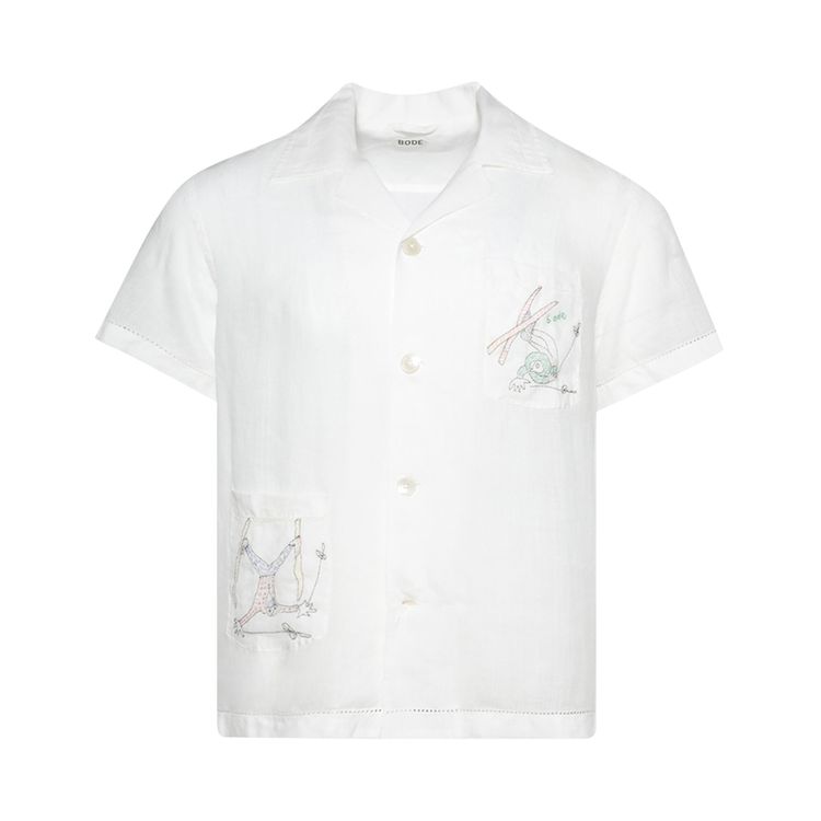 

Рубашка Bode Skiers Short-Sleeve Shirt White/Multicolor, белый