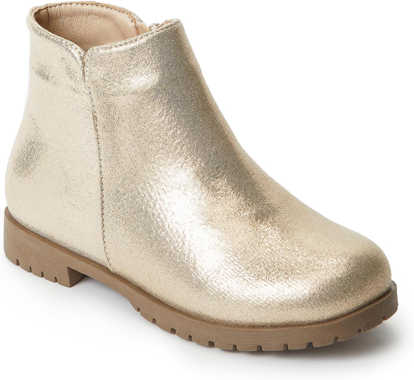 

Детские ботинки FabKids для девочек, короткие ботильоны с боковой молнией, обувь для верховой езды на низком каблуке, праздничные ботинки для детей, Brown-Pattern