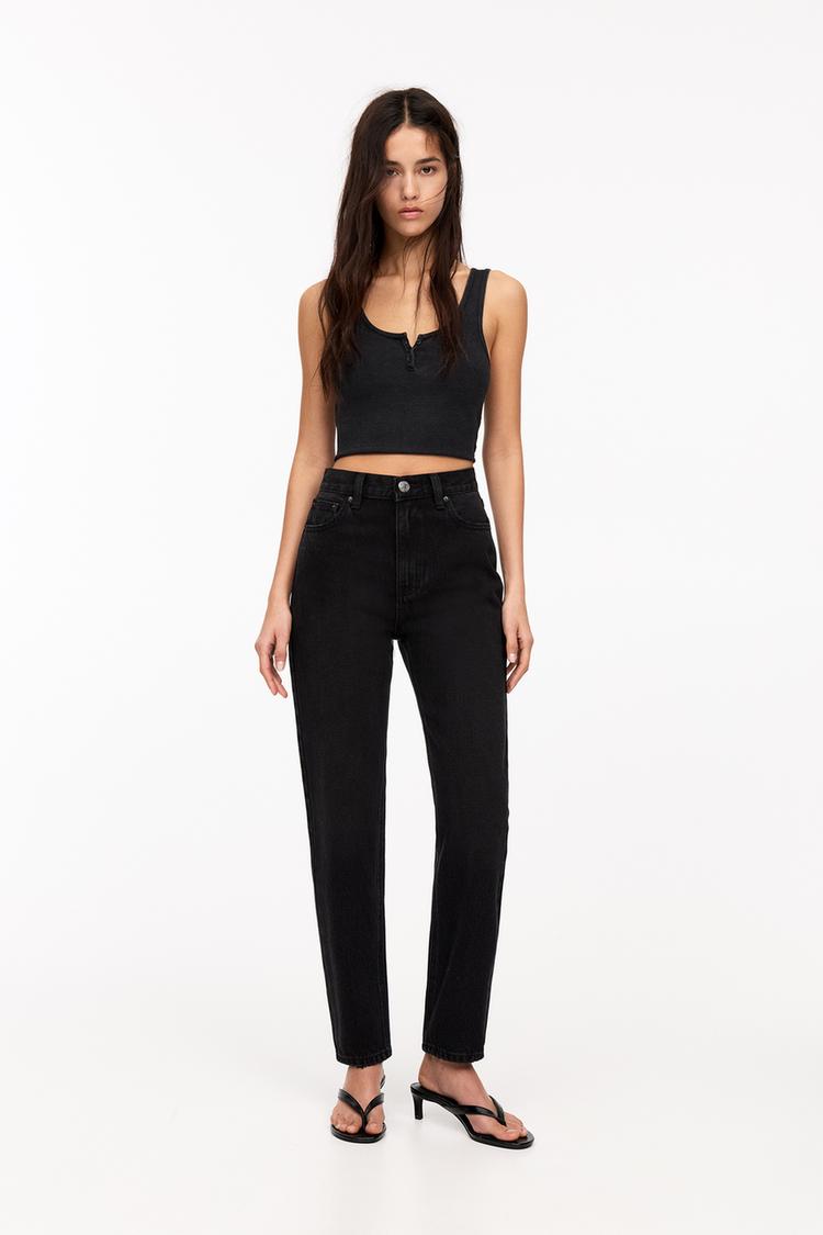 

Джинсы mom с высокой талией Pull And Bear, черный