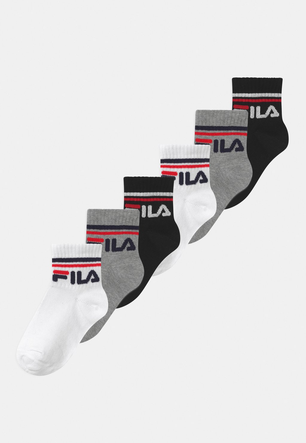 

Носки JUNIOR QUARTER UNISEX 6 PACK Fila, цвет black/white/grey