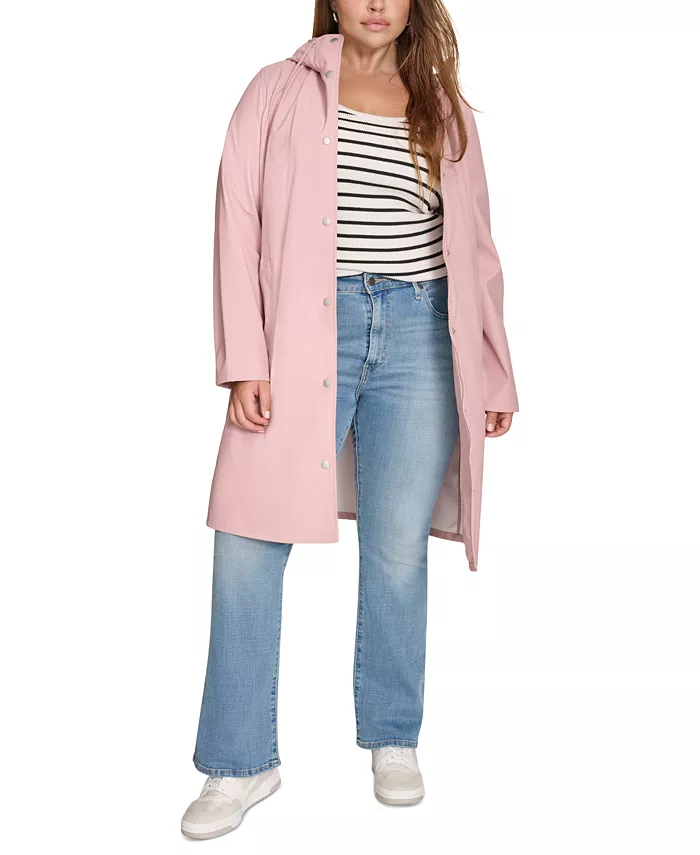 

Пальто больших размеров с капюшоном, длинными рукавами и застежкой-молнией спереди Levi's, розовый