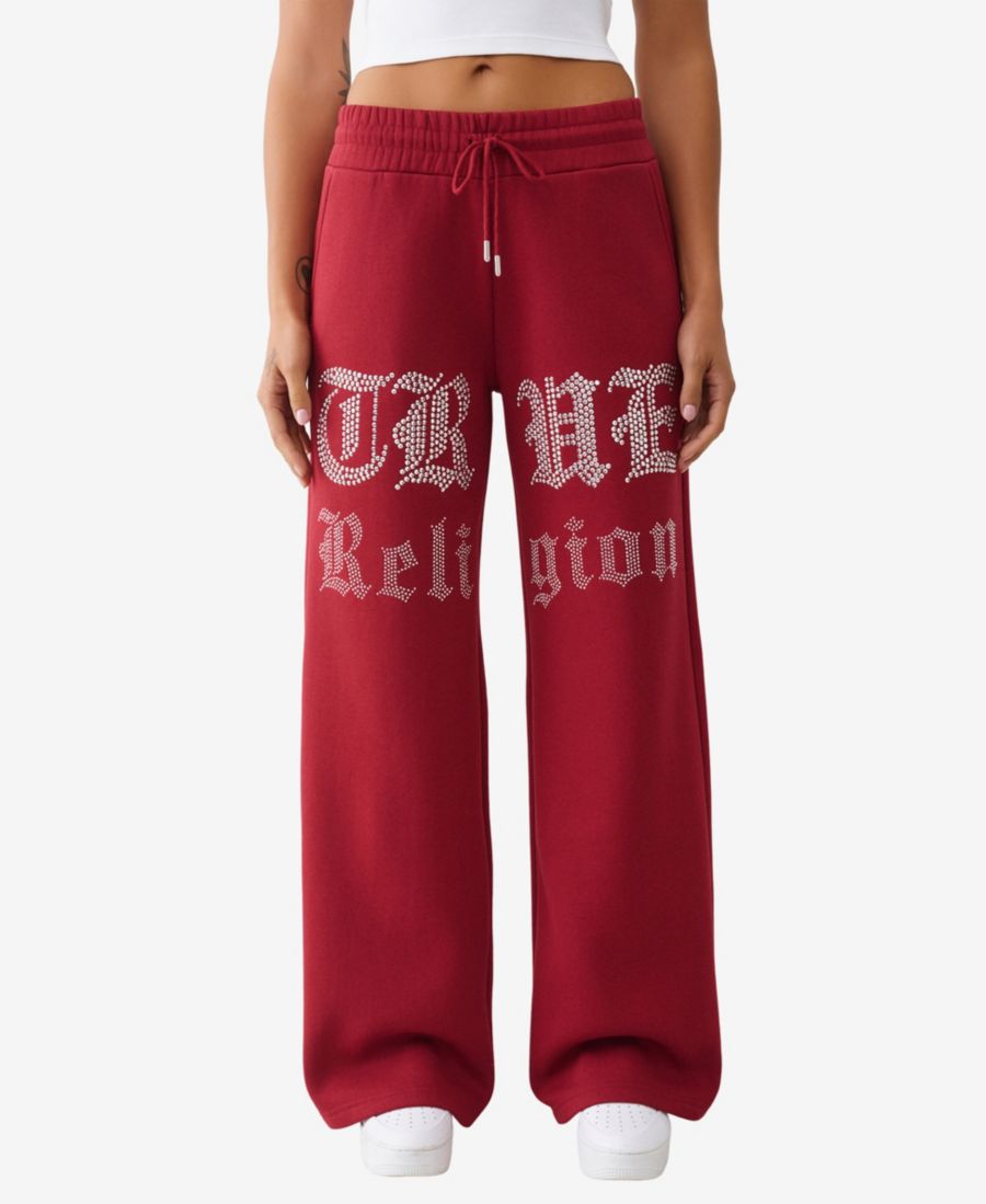 

Женские брюки с широкими штанинами и кристаллами True Religion, Rhubarb Red
