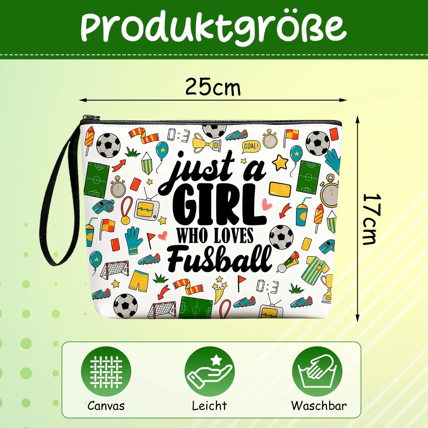 Спортивная косметичка с принтом «Just A Girl Who Loves Football» Yoljun, Green — фото 2