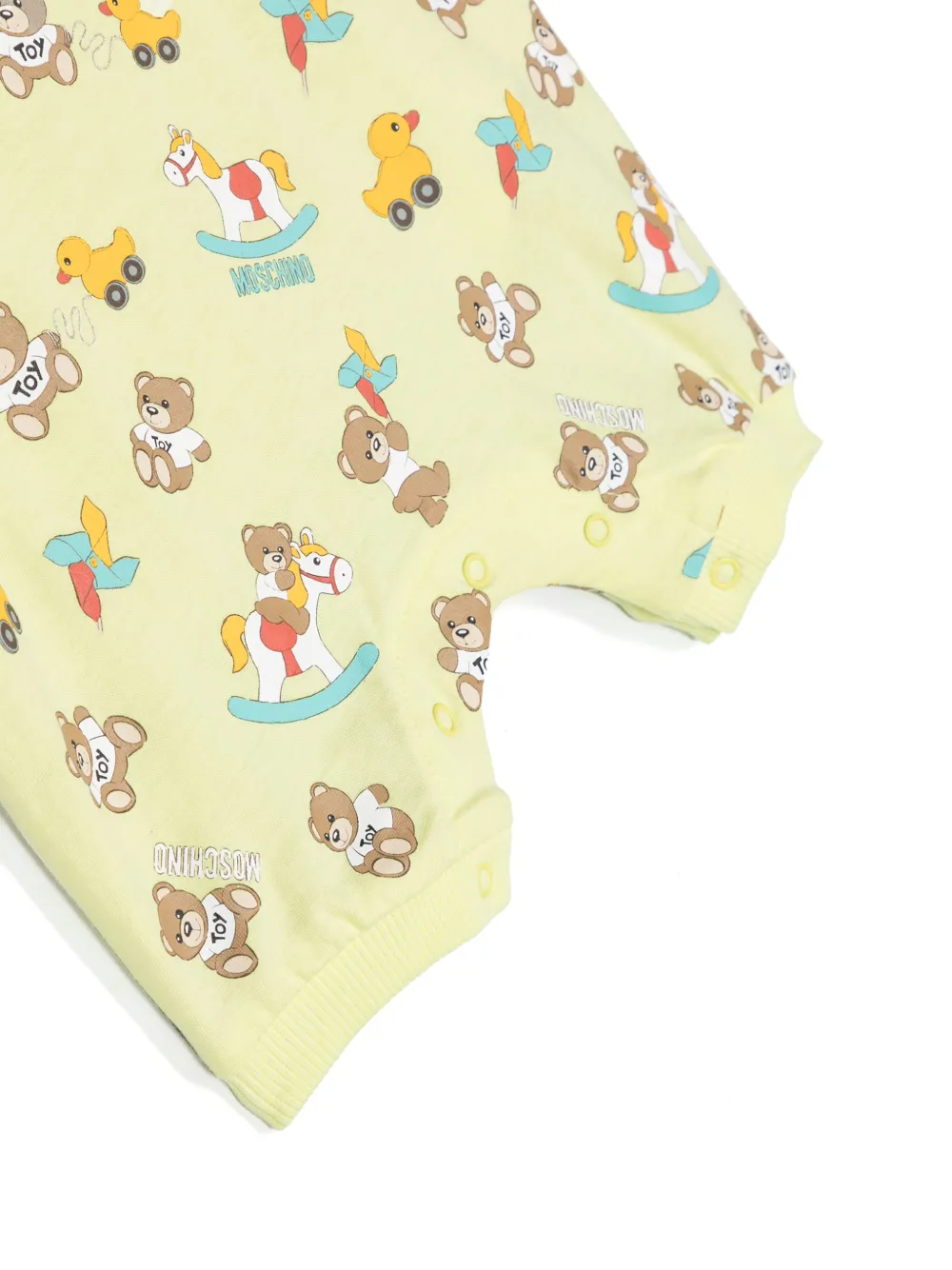 Комплект из двух ромперов Teddy Bear с логотипом Moschino Kids, зеленый — фото 3