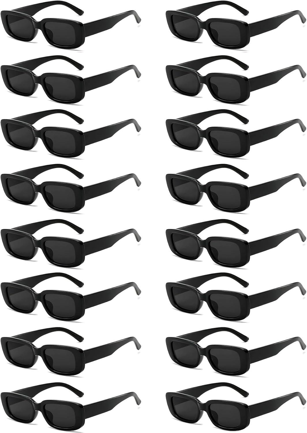 

Набор из 16 прямоугольных солнцезащитных очков для женщин в стиле ретро, ​​цветные квадратные очки оптом, винтажные очки 90-х годов, универсальные для взрослых SUNOVELTIES, 16 Black