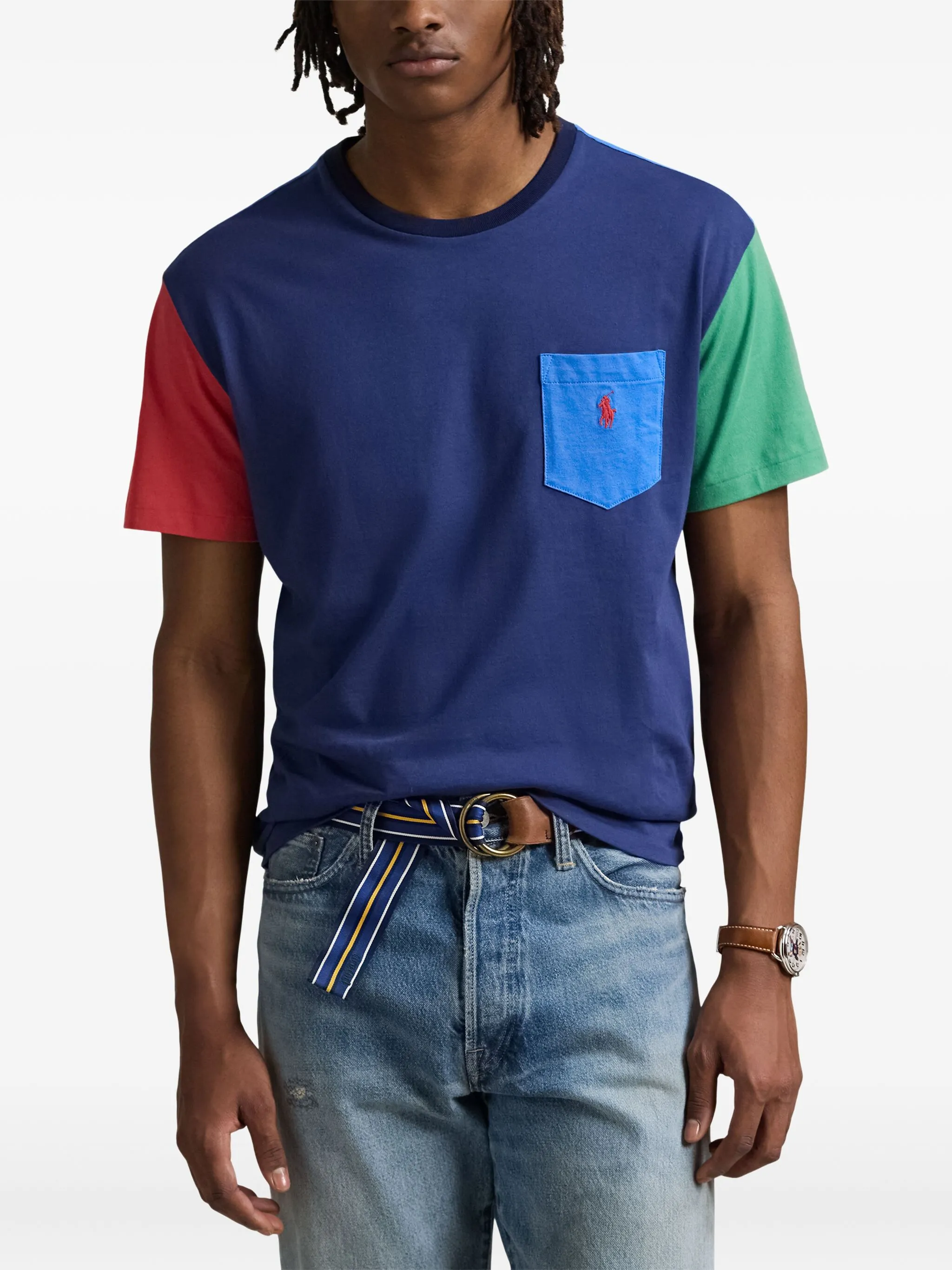 Футболка в стиле колор-блок Polo Ralph Lauren, синий — фото 3