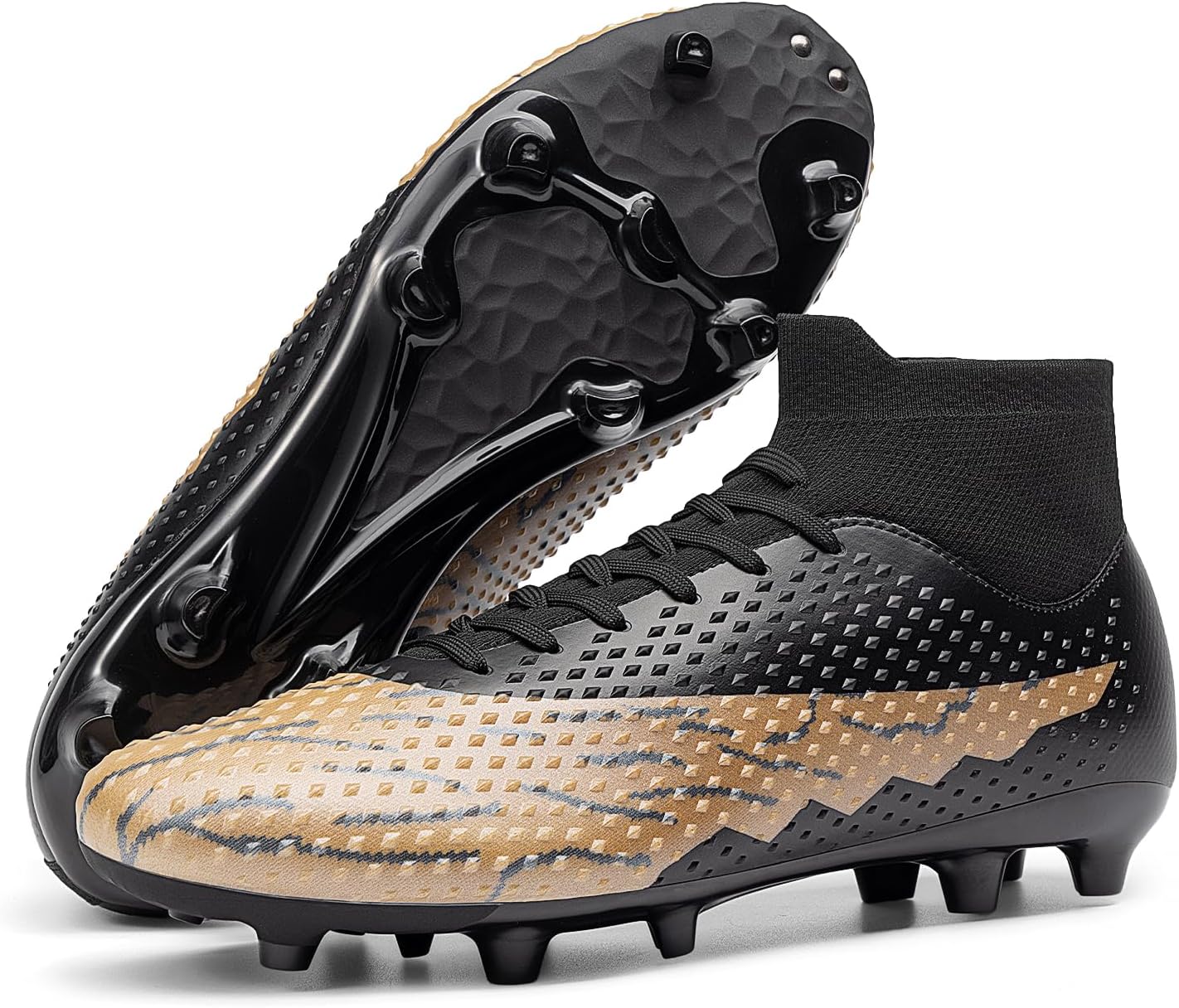 

Мужские футбольные бутсы DREAM PAIRS для твердого покрытия с высоким берцем FG/AG, профессиональные тренировочные легкие футбольные кроссовки, черный/коричневый