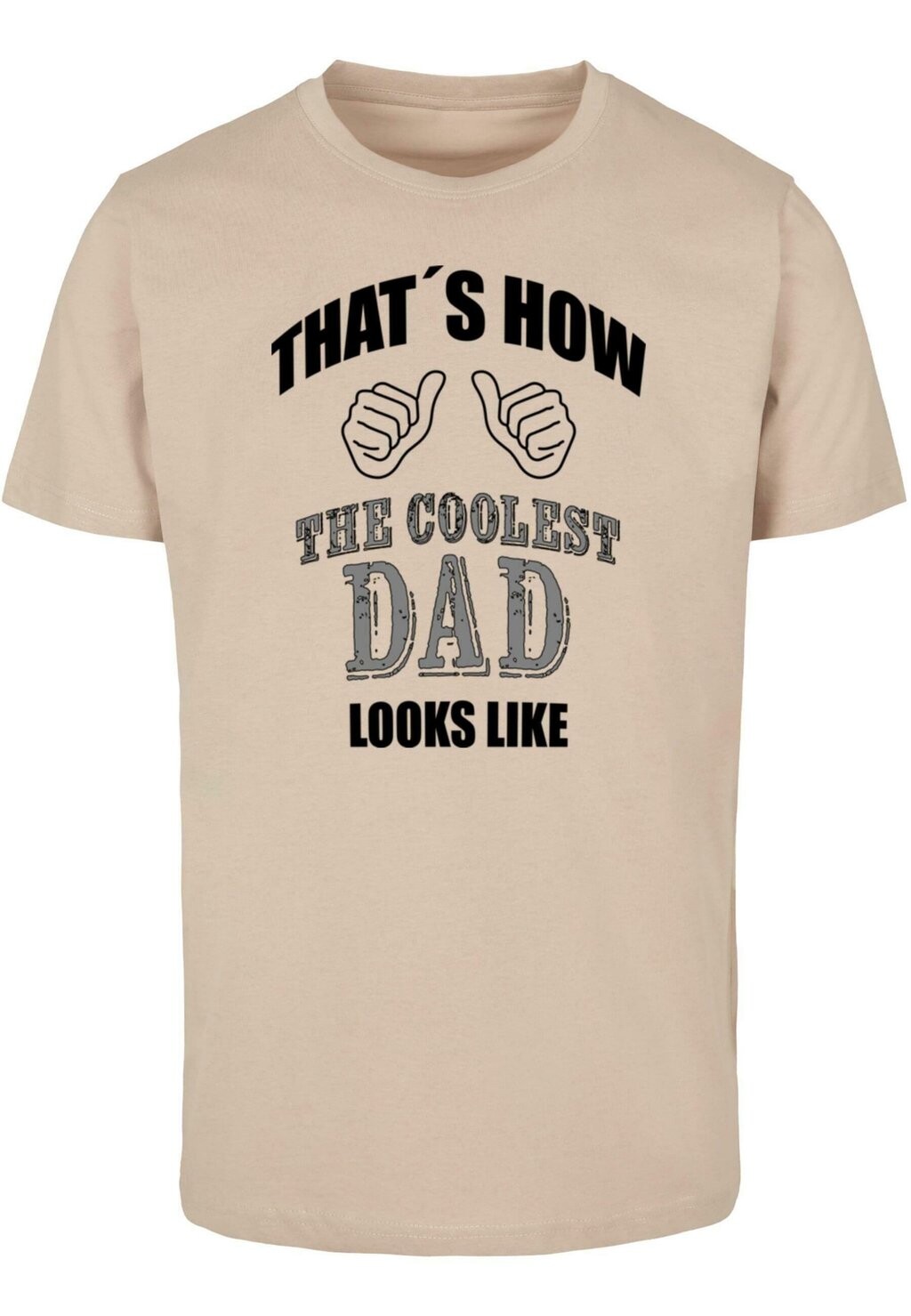 

Футболка с принтом COOLEST DAD ROUND NECK Merchcode, песочный