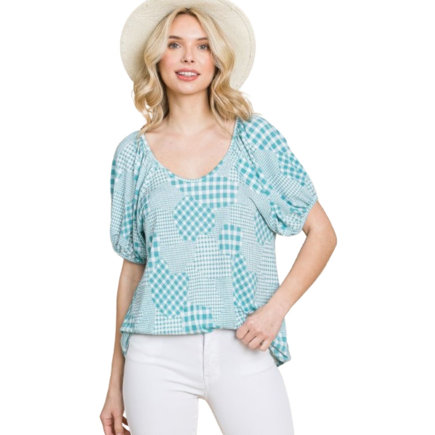 

Топ из ткани «гусиные лапки и клетка» FASHNZFAB