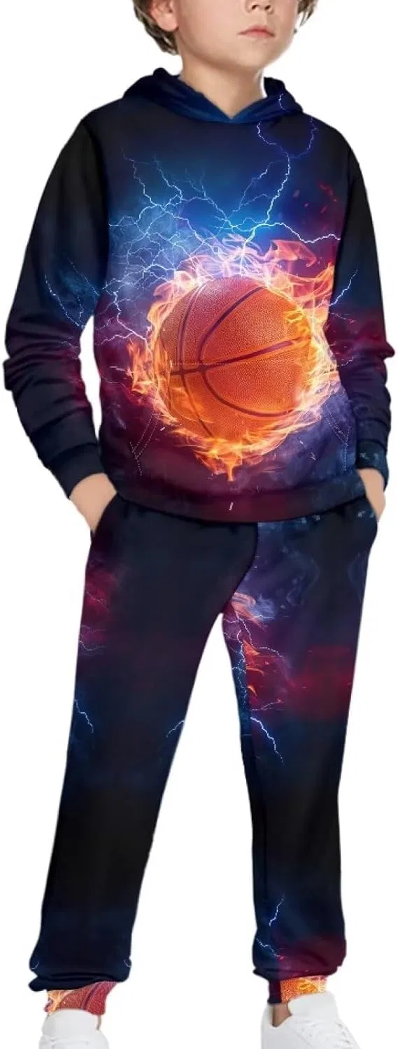 Детский спортивный костюм с принтом Fire Water Lightning, 2 предмета — фото 3