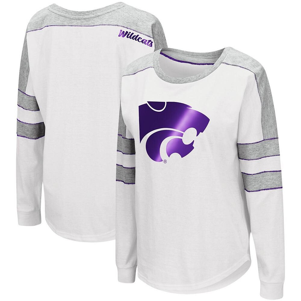 

Женская белая футболка с длинным рукавом Colosseum Kansas State Wildcats Trey Dolman, цвет Kst White