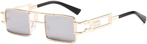 

Модные прямоугольные солнцезащитные очки для женщин и мужчин, маленькие, черные, в стиле стимпанк, солнцезащитные очки для женщин, защита от ультрафиолета UV400 MTZJH, C9 Gold Silver