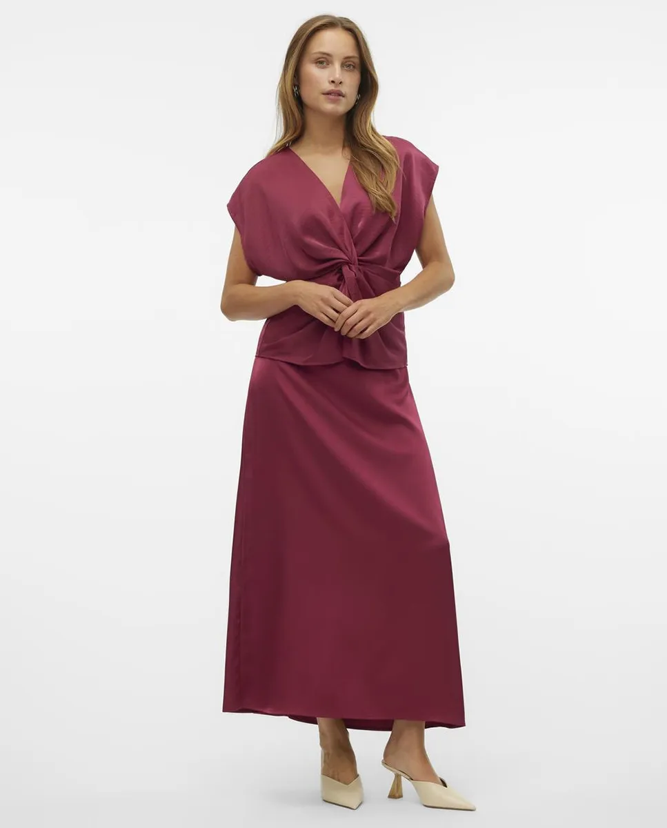 

Юбка миди из атласной ткани Vero Moda, гранатовый