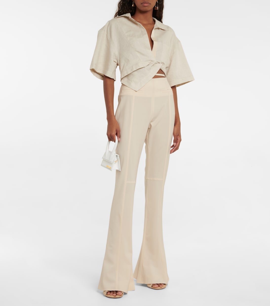 Брюки Le Pantalon Tangelo из смесовой шерсти Jacquemus, Off-White — фото 2
