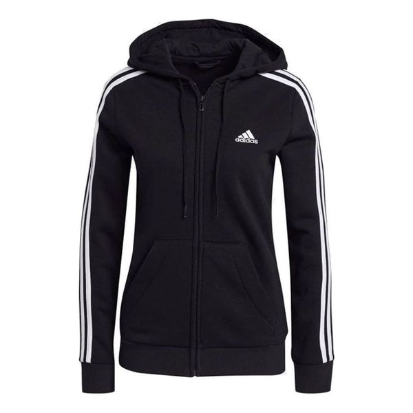 

Толстовка Essentials флис 3 полоски толстовка с капюшоном на молнии азиатские размеры Adidas, черный