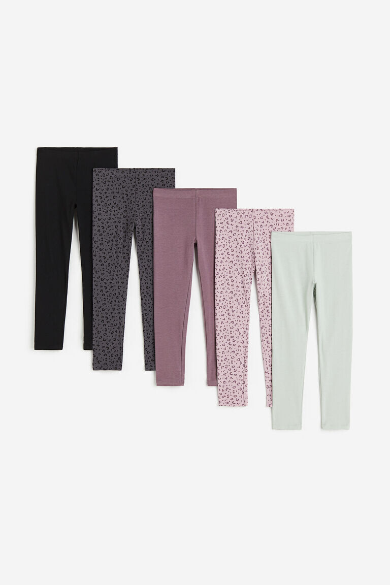 

Комплект из 5 леггинсов из джерси H&M, розовый