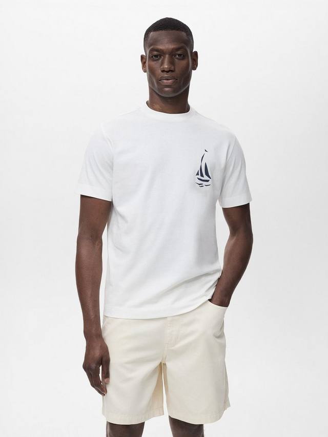 

Футболка Barco Cotton Regular Fit с коротким рукавом и принтом паруса Mango, White