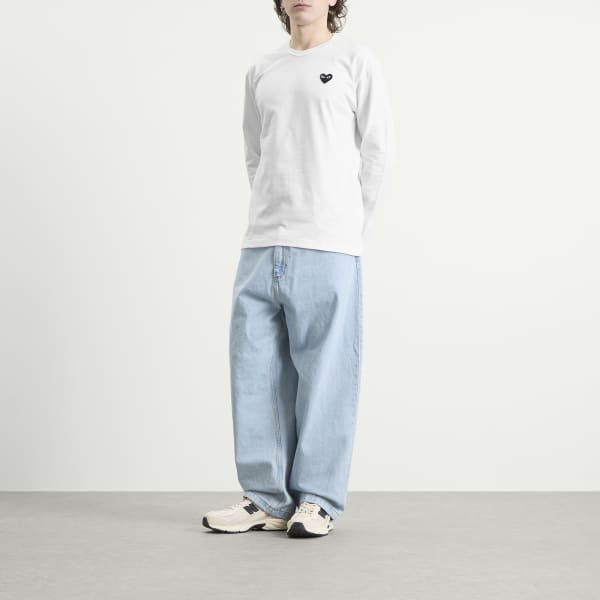 Comme Des Garçons Play Черная футболка с длинными рукавами и сердечками — фото 3