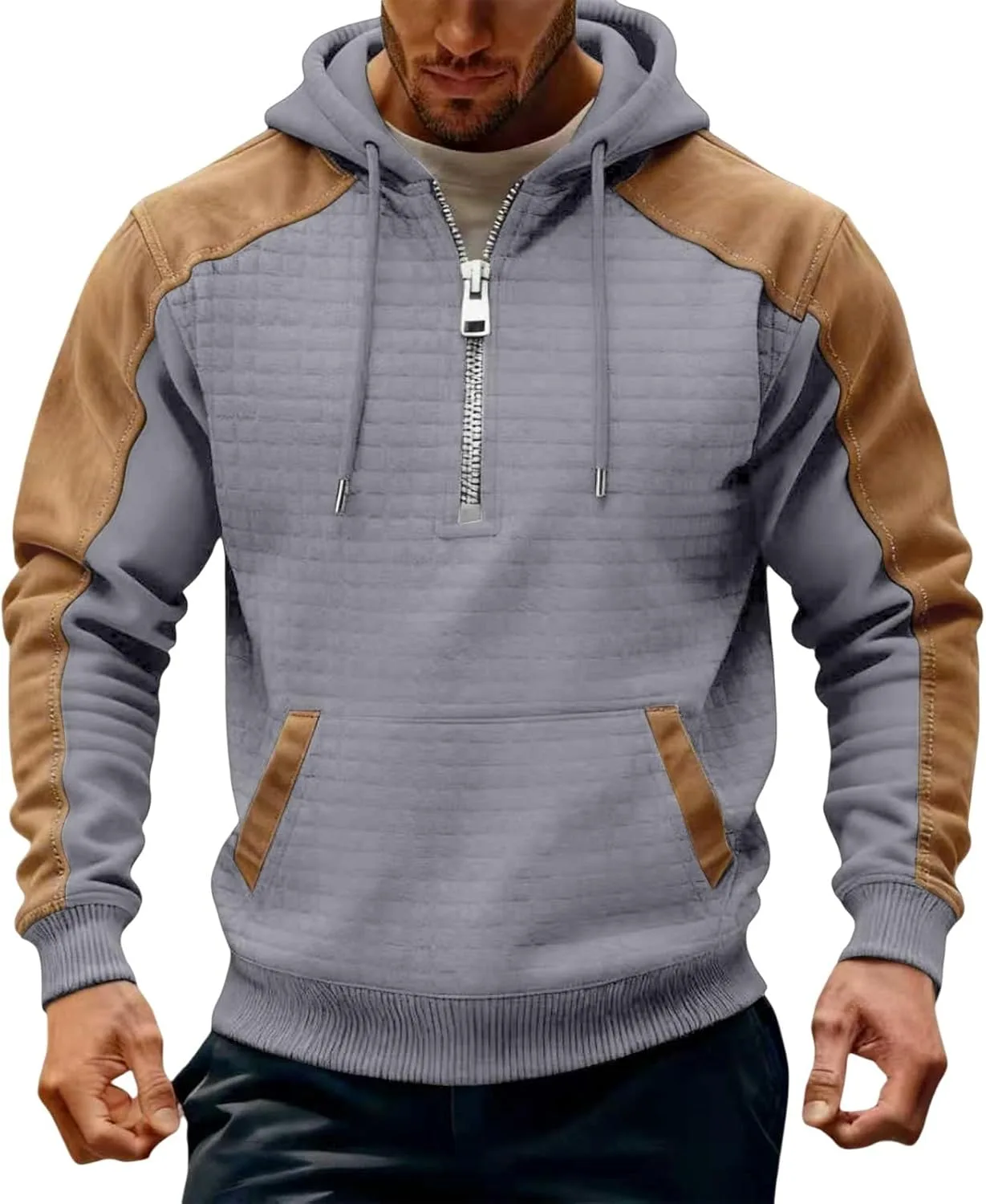 

Мужская худи на молнии с вафельной вязкой