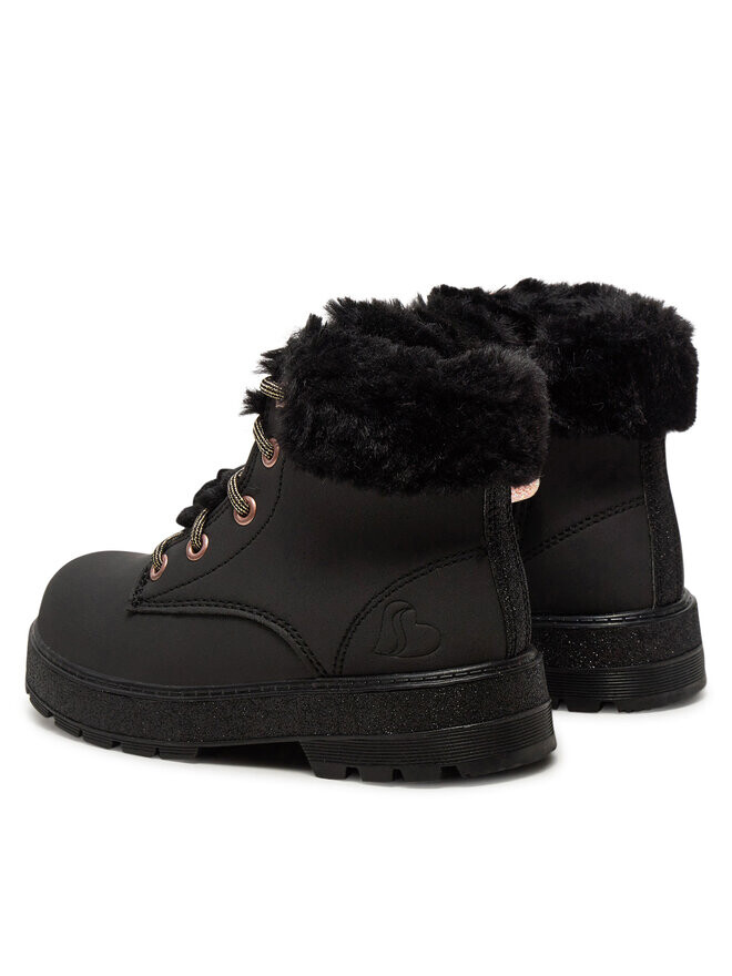 Женские ботинки Skechers Street Glitz с мехом и шнуровкой, черный — фото 3