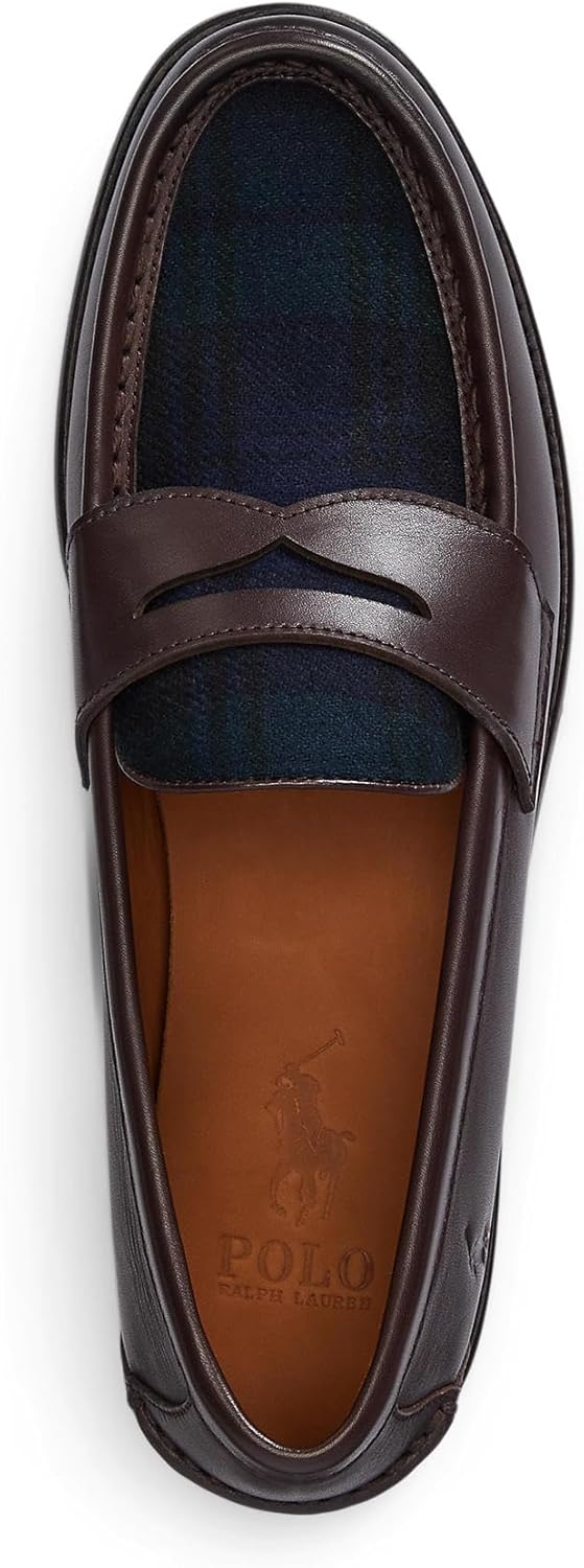 Пенни-лоферы Polo Ralph Lauren Alston из кожи и шерстяной клетки, Dark Brown/Blackwatch — фото 4