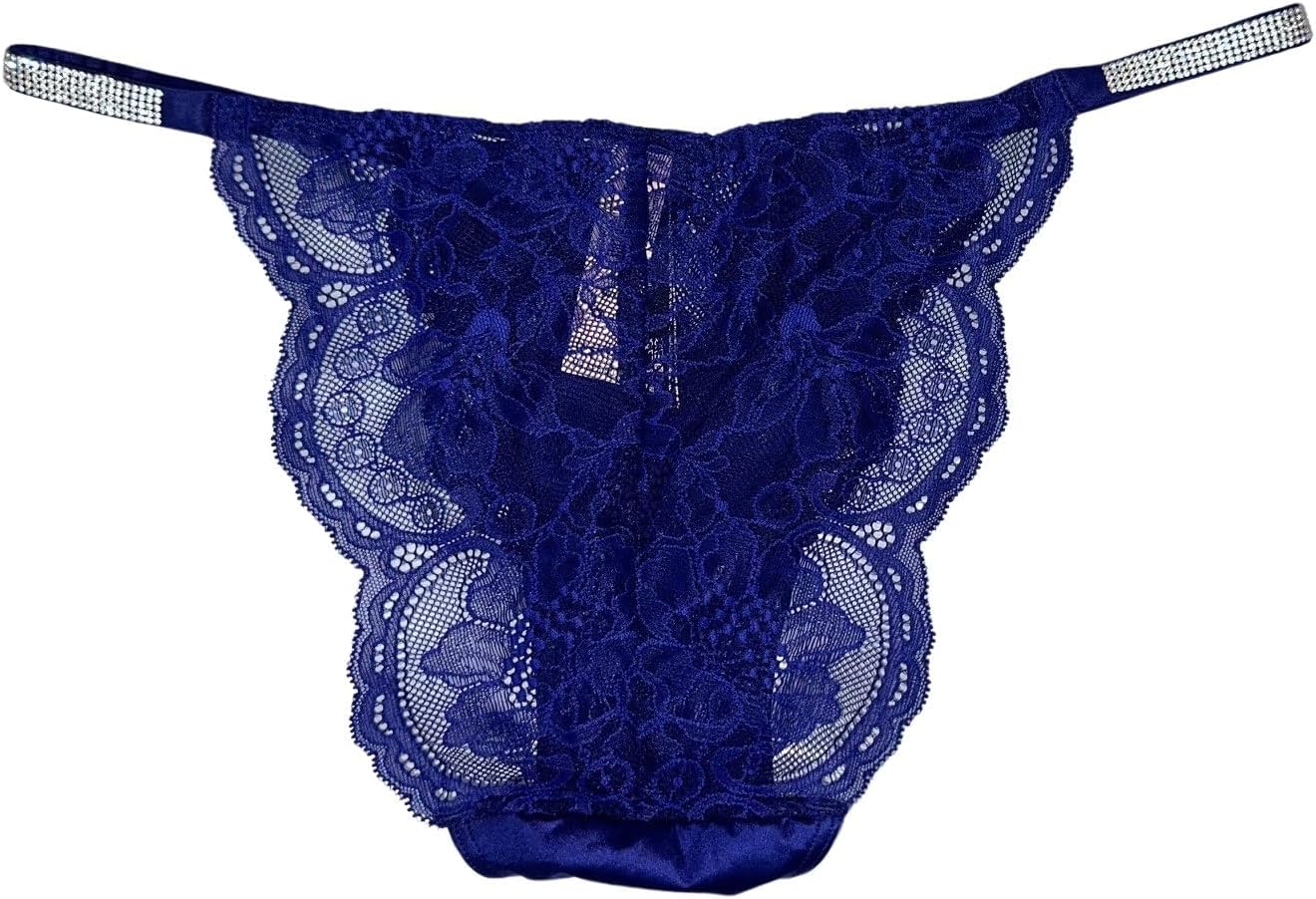 Трусики-слипы Victoria's Secret Micro Lace Shine Strap Cheekini/Cheeky Panty, цвет Night Ocean/Blue, новые — фото 2