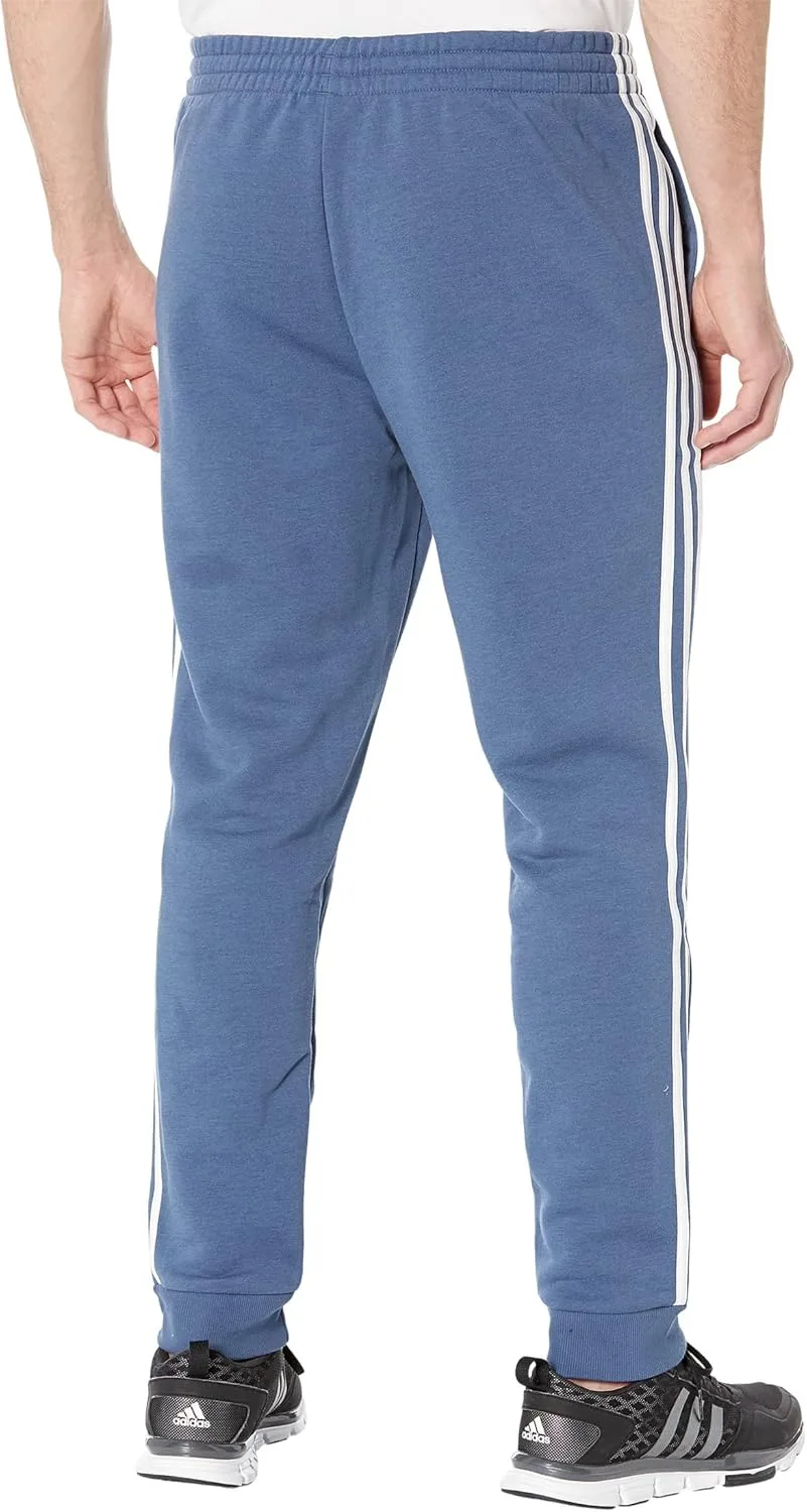 Мужские флисовые брюки Adidas Essentials с зауженными манжетами и тремя полосками, белый — фото 2